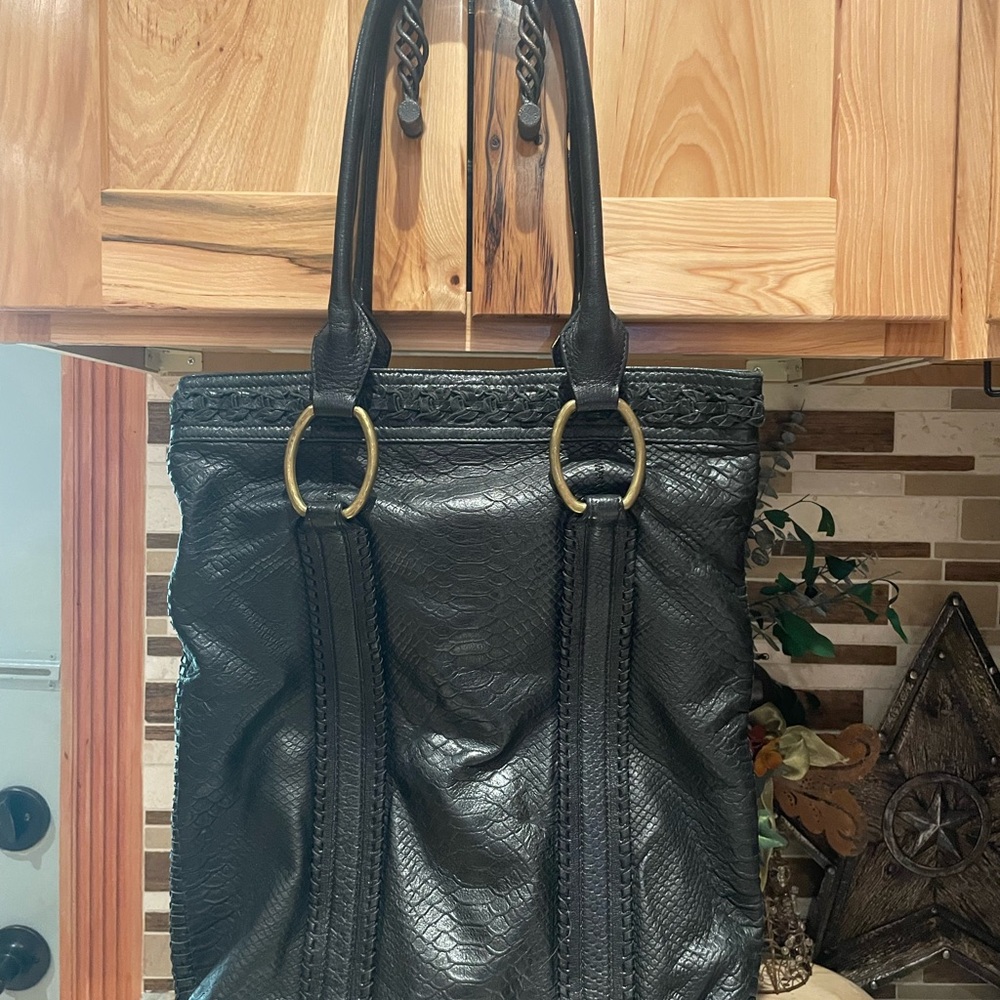Sigrid Olsen. Elegant Black Leather Tote Bag .